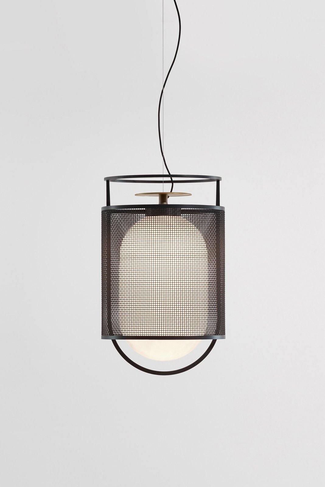 Meren Pendant Lamp Mesh Cylinder Brass Accent Industrial-Neutral Decor