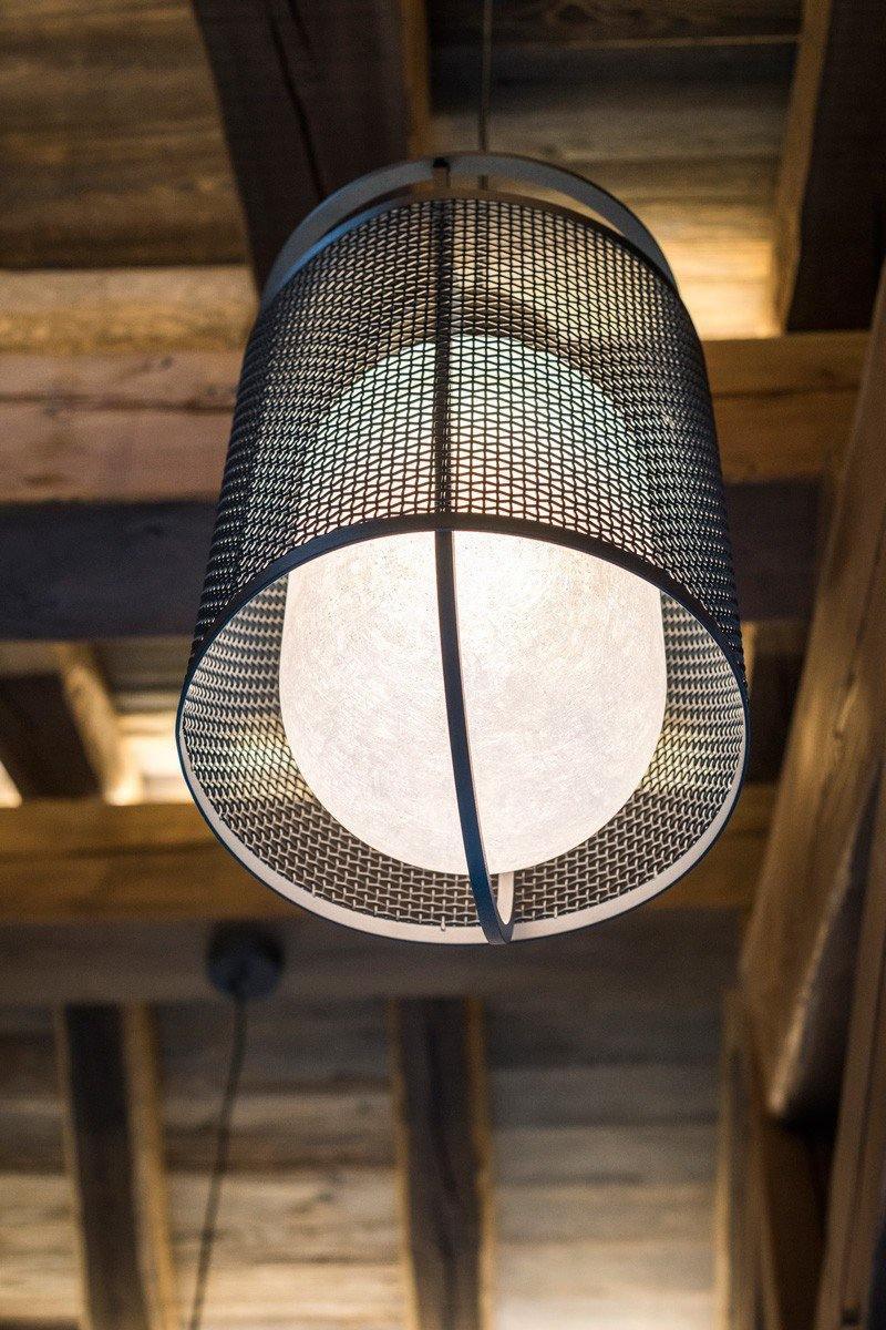 Meren Pendant Lamp Mesh Cylinder Brass Accent Industrial-Neutral Decor