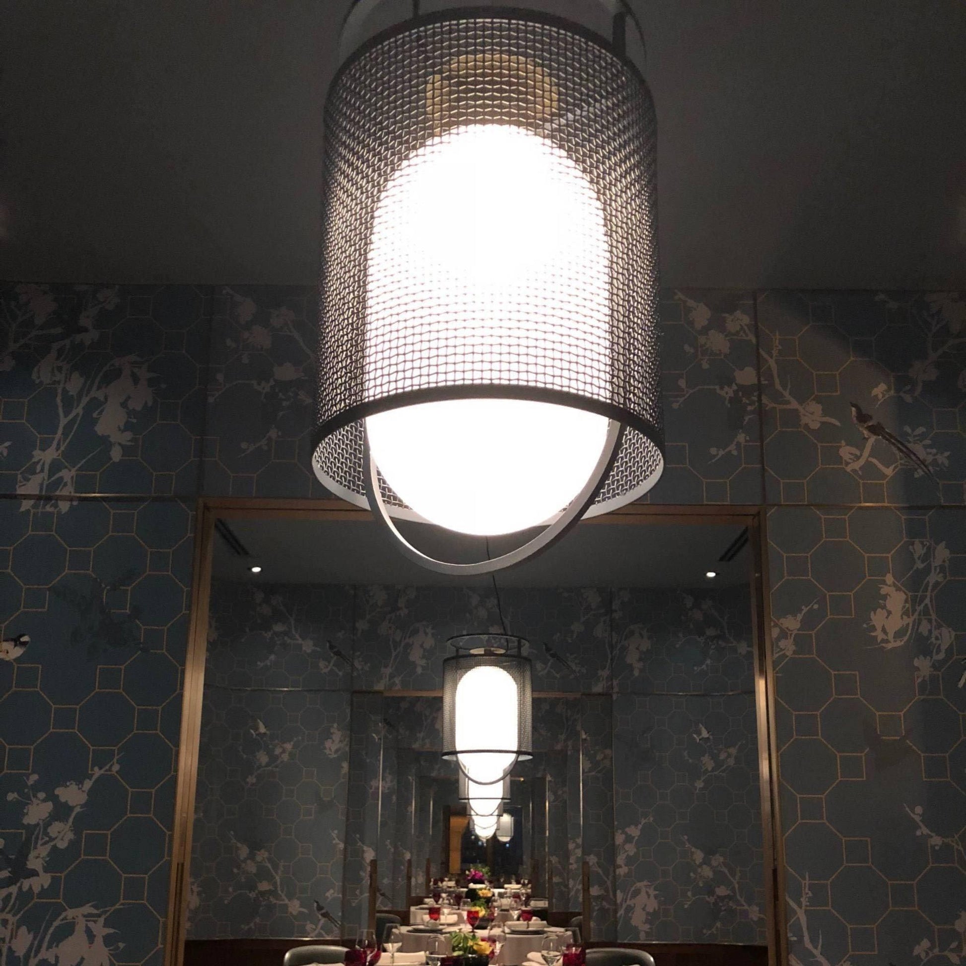 Meren Pendant Lamp Mesh Cylinder Brass Accent Industrial-Neutral Decor