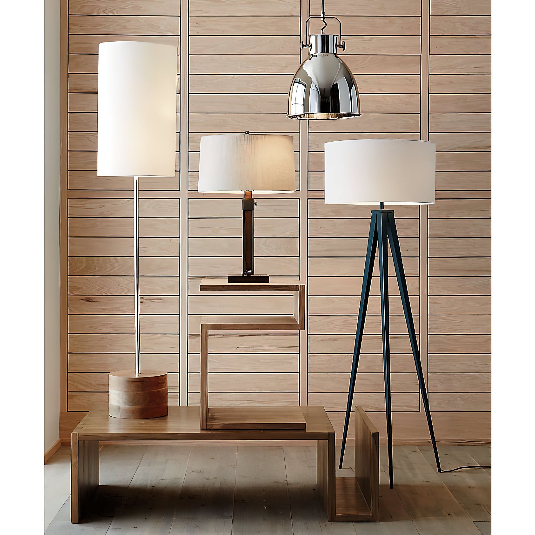 Denley Table Lamp illuminated in a dark room, creating a warm ambiance.