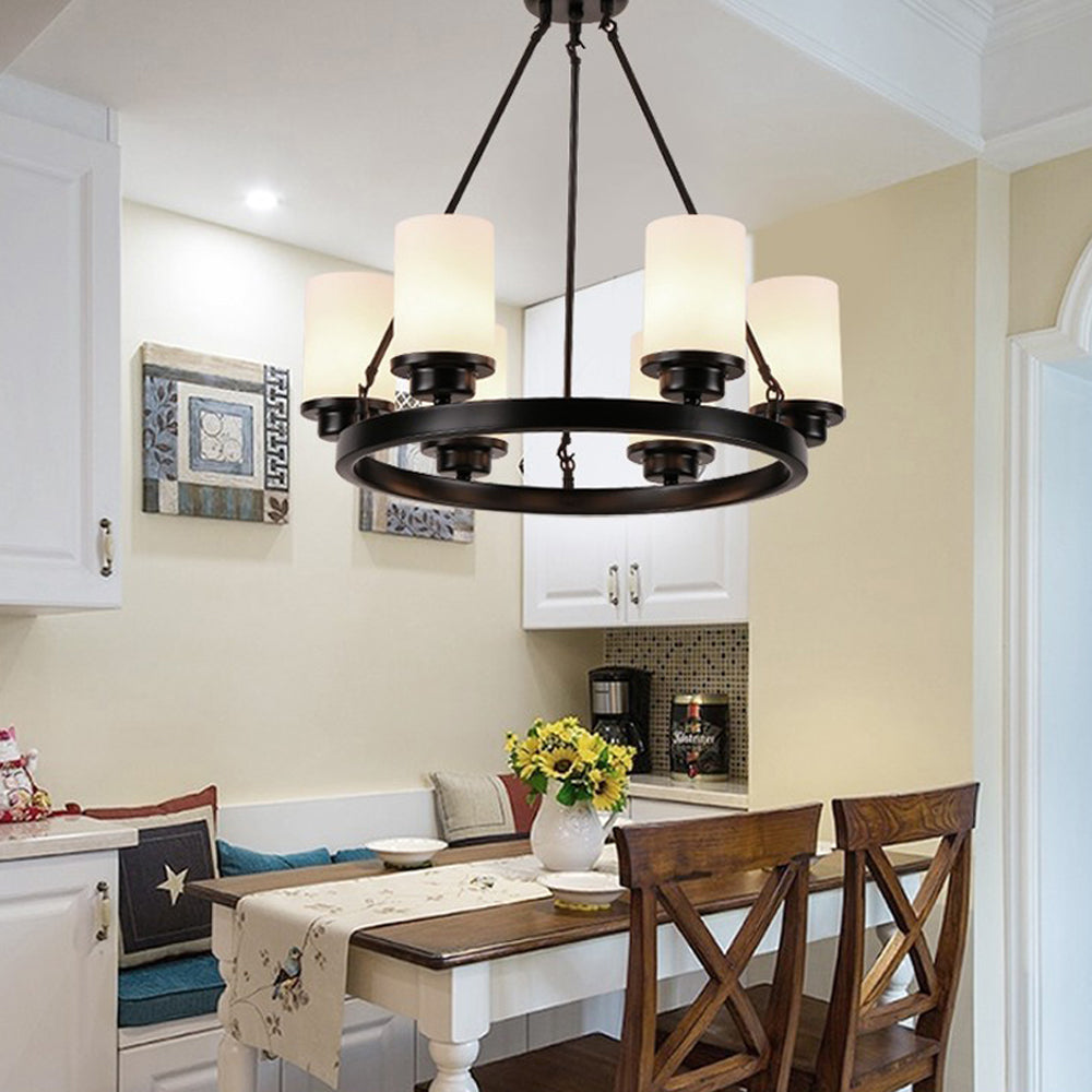 Silva Retro Black Metal/Glass Chandelier for Living Room - Neutral Decor