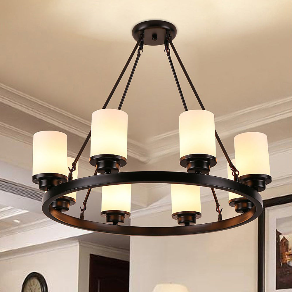 Silva Retro Black Metal/Glass Chandelier for Living Room - Neutral Decor