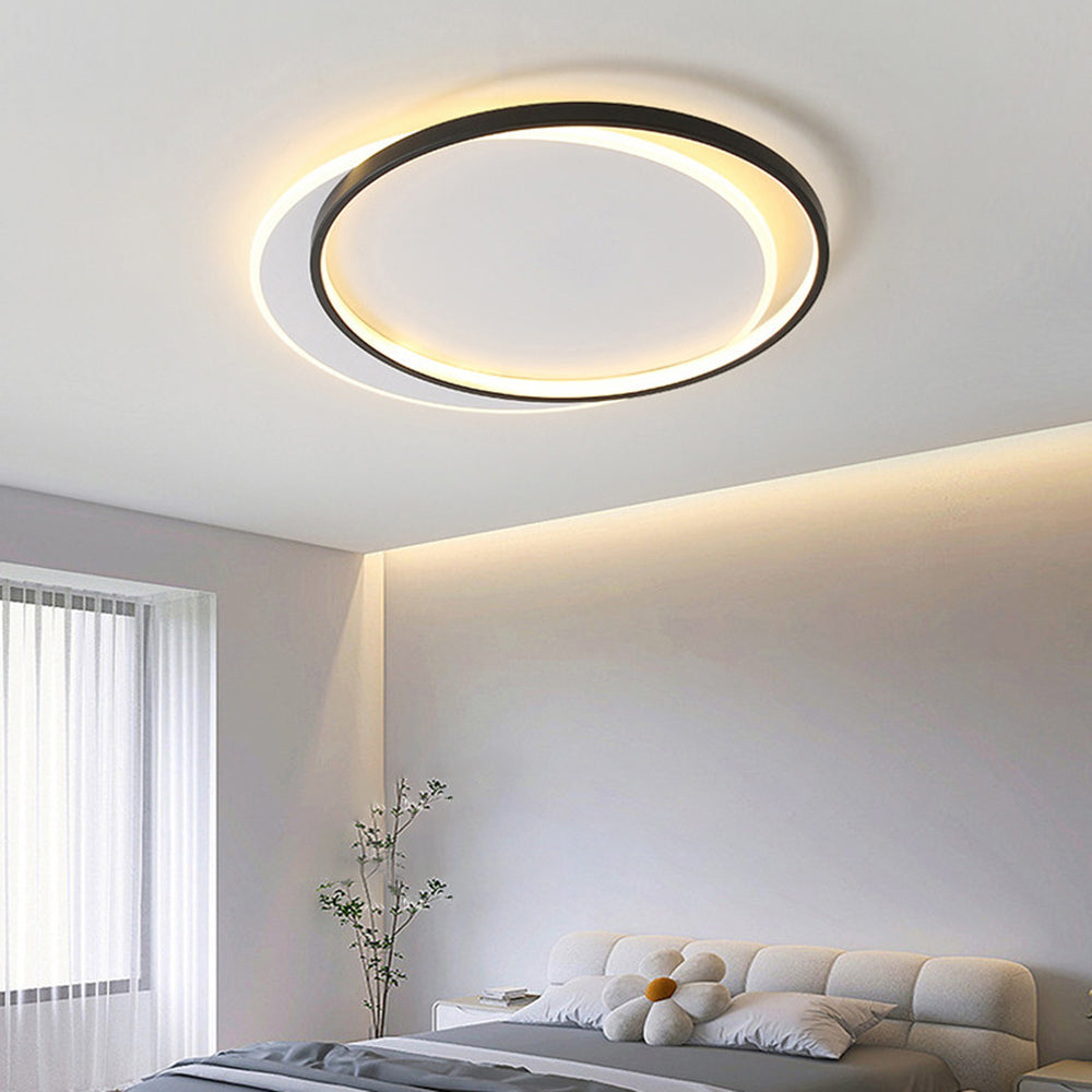 Arisha Modern Square/ Round Flush Mount Ceiling Light, Black with White - Neutral Decor