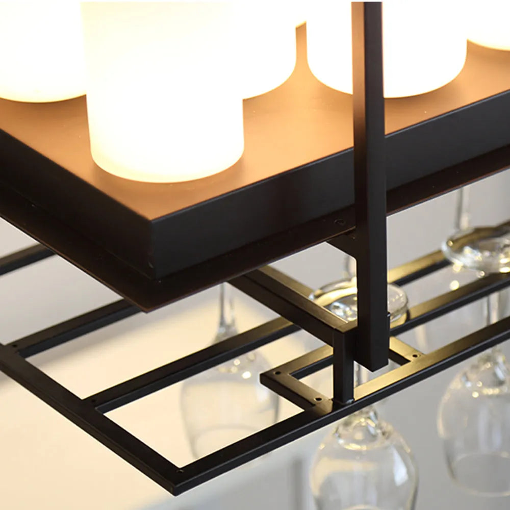 Austin Candle Black Chandeliers for Kitchen Island, Wine Glass Holder - Neutral Decor