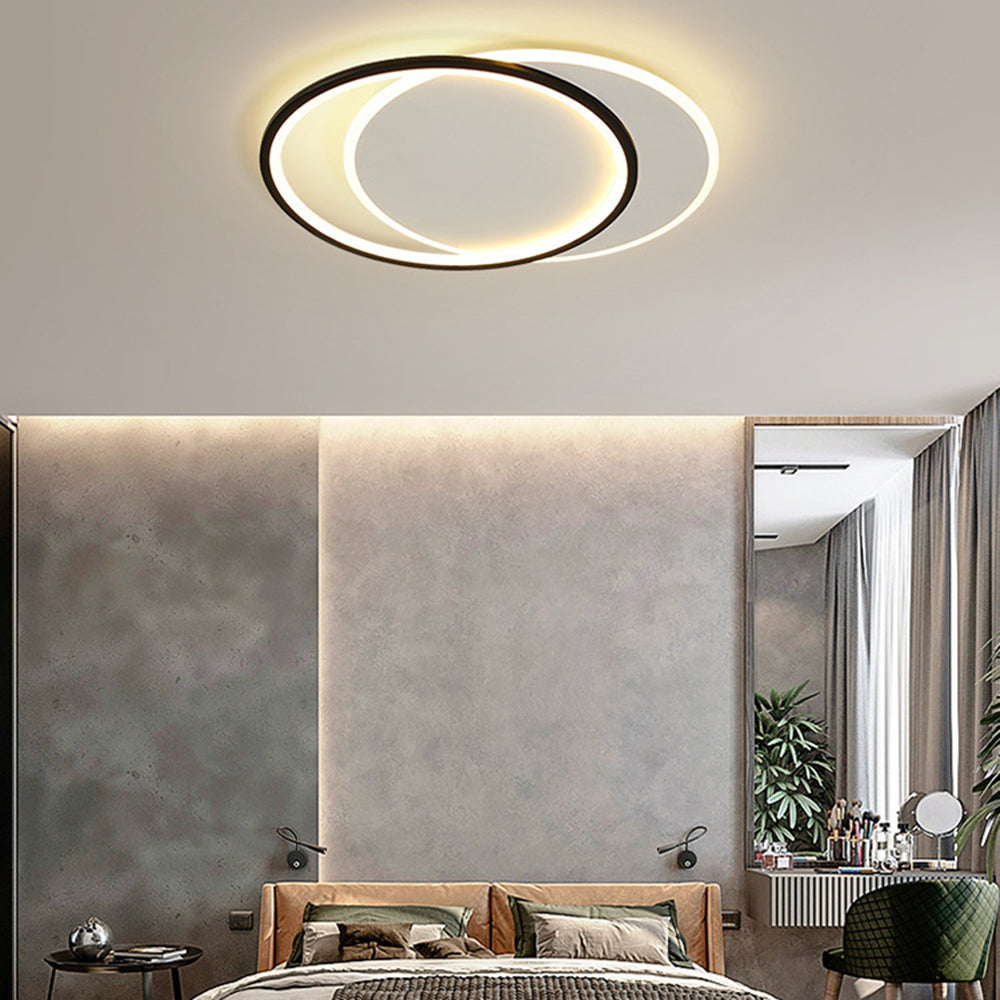 Arisha Modern Square/ Round Flush Mount Ceiling Light, Black with White - Neutral Decor
