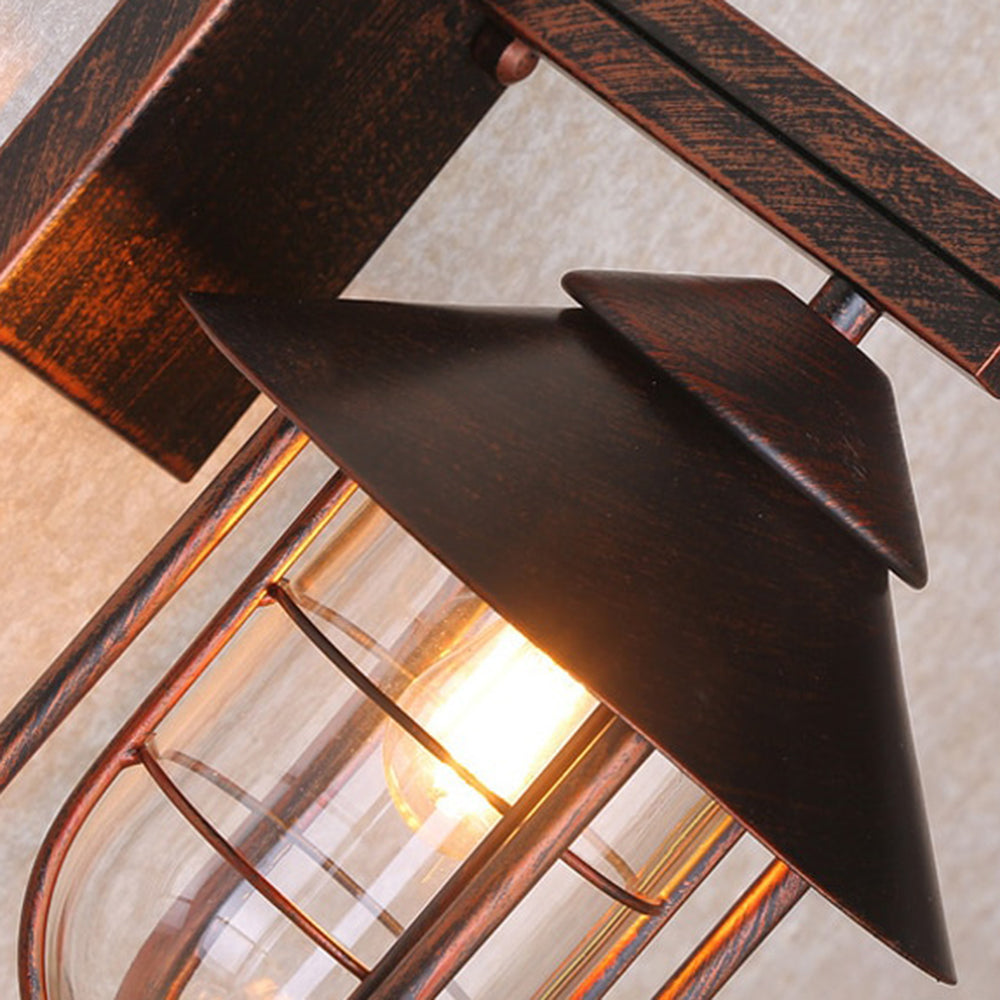 Ray Vintage Lantern Shaped Metal Outdoor Wall Lamp, Black - Neutral Decor