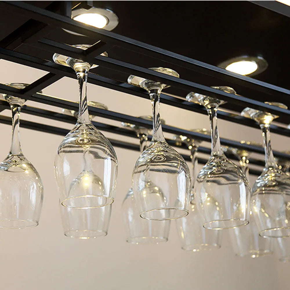 Austin Candle Black Chandeliers for Kitchen Island, Wine Glass Holder - Neutral Decor