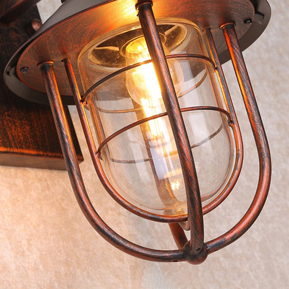 Ray Vintage Lantern Shaped Metal Outdoor Wall Lamp, Black - Neutral Decor