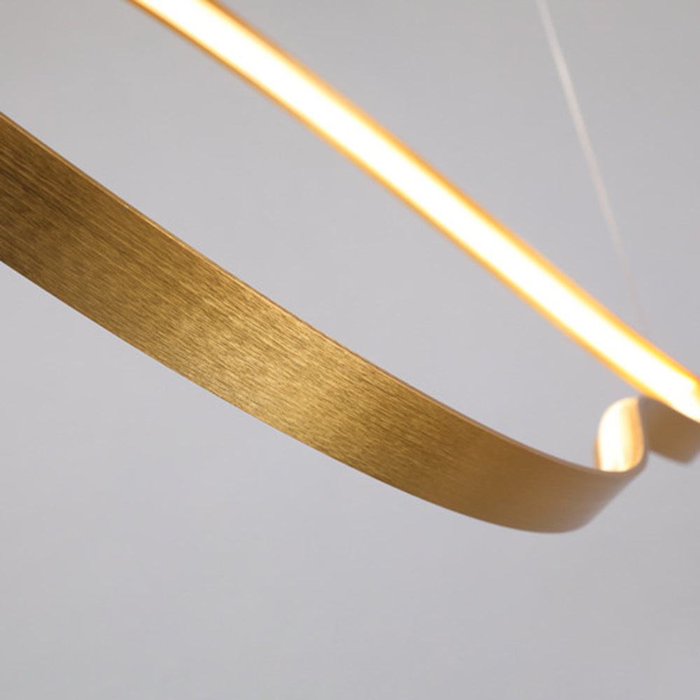 Arisha LED Linear Minimalist Wave Golden Leaf Shaped Pendant Light - Neutral Decor