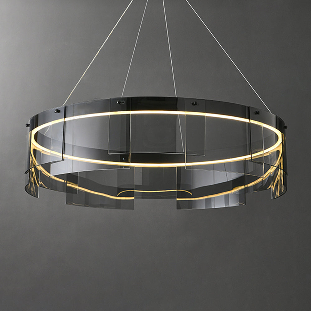 Arisha Modern Ring Metal Pendant Light, Black - Neutral Decor