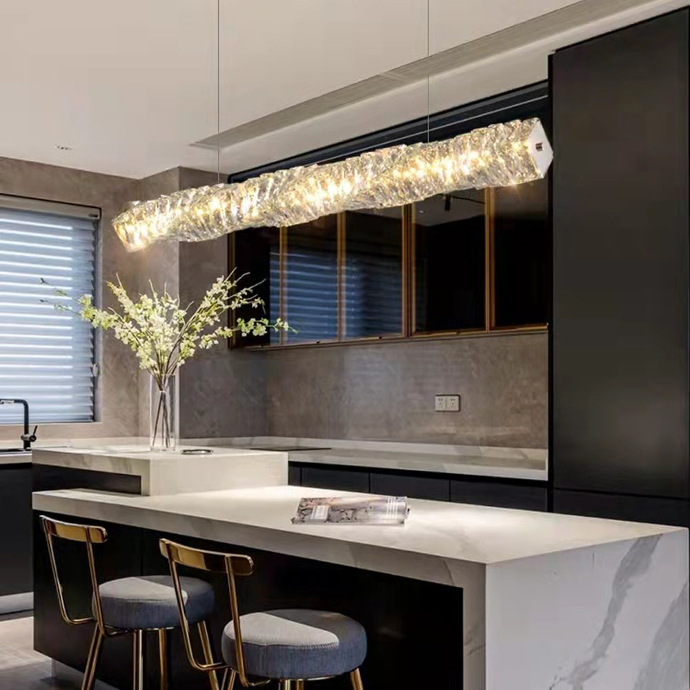 Kristy Crystal Sliver and Gold Pendant Light, Stainless Steel - Neutral Decor