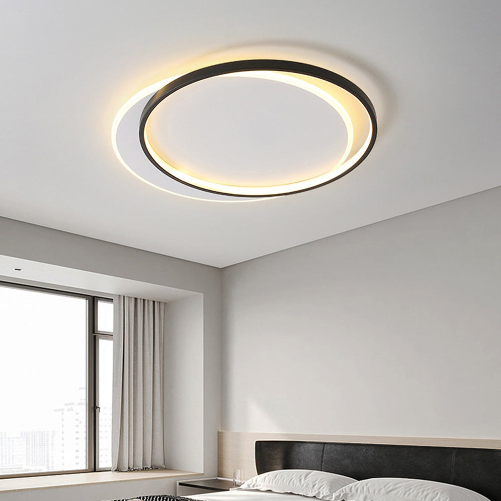 Arisha Modern Square/ Round Flush Mount Ceiling Light, Black with White - Neutral Decor