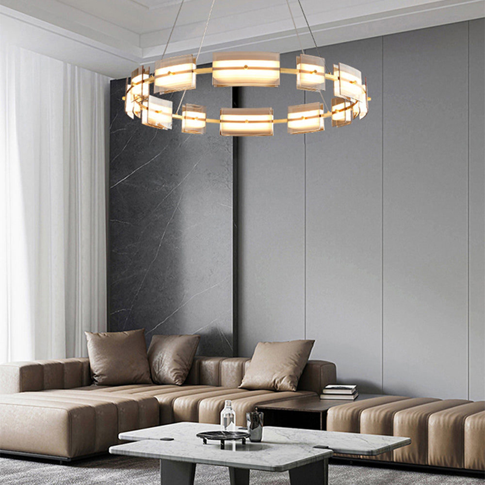 Arisha Minimalist Ring Metal Pendant Light,Black/Gold - Neutral Decor