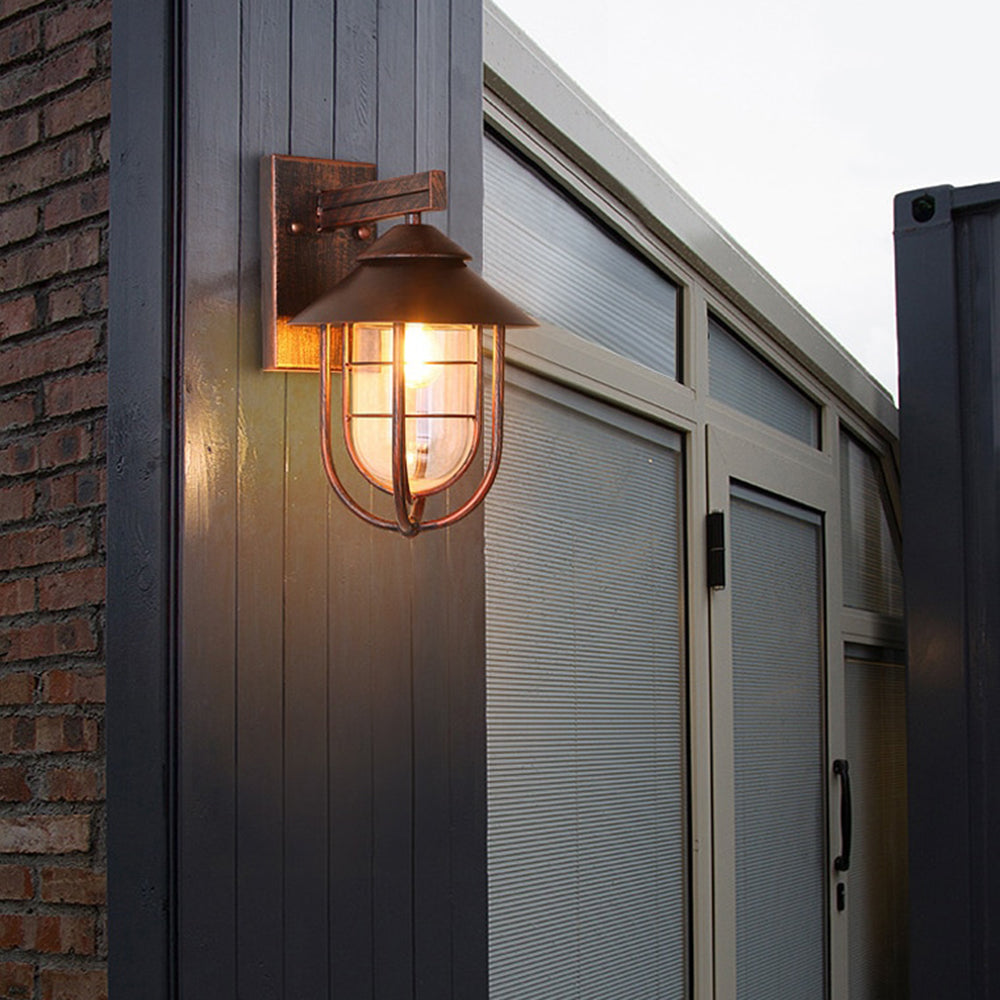 Ray Vintage Lantern Shaped Metal Outdoor Wall Lamp, Black - Neutral Decor