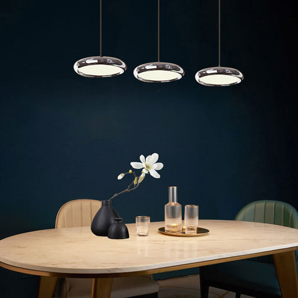 Arisha Minimalist Circular Metal Pendant Light,Silver/Gold/Rose Gold - Neutral Decor