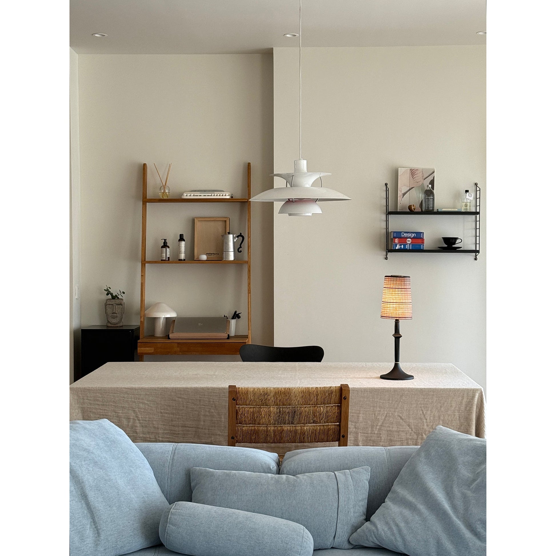 Devon Black Table Lamp in an office or workspace environment.