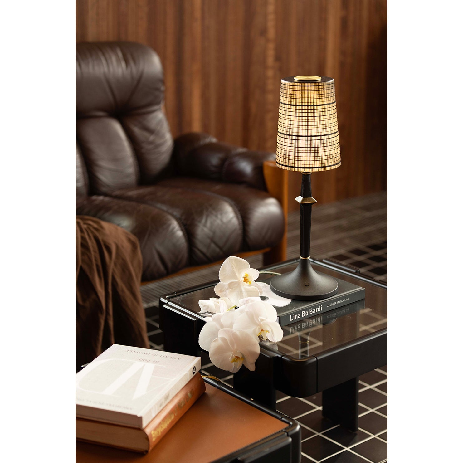 The Devon lamp shown against a dark background.