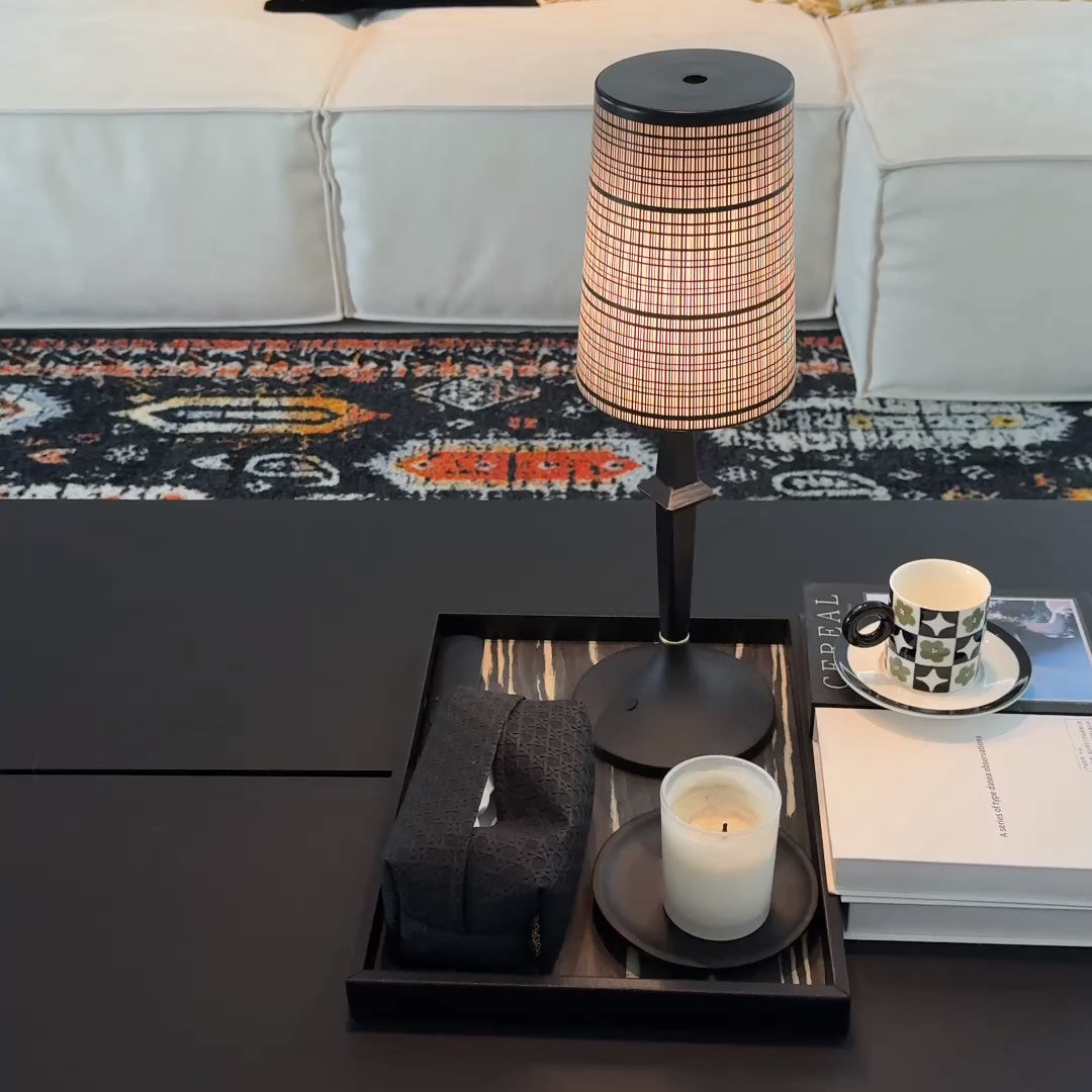 Top-down view of the Devon Black Table Lamp's glass shade.