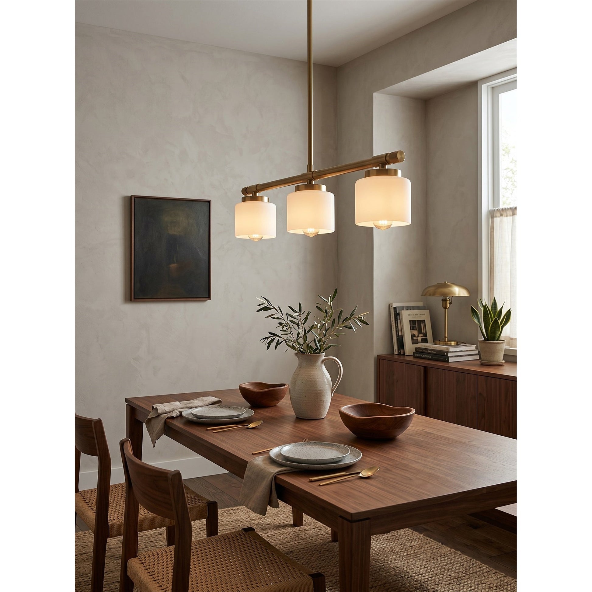 Lifestyle image of the lamp illuminating a sophisticated home bar.