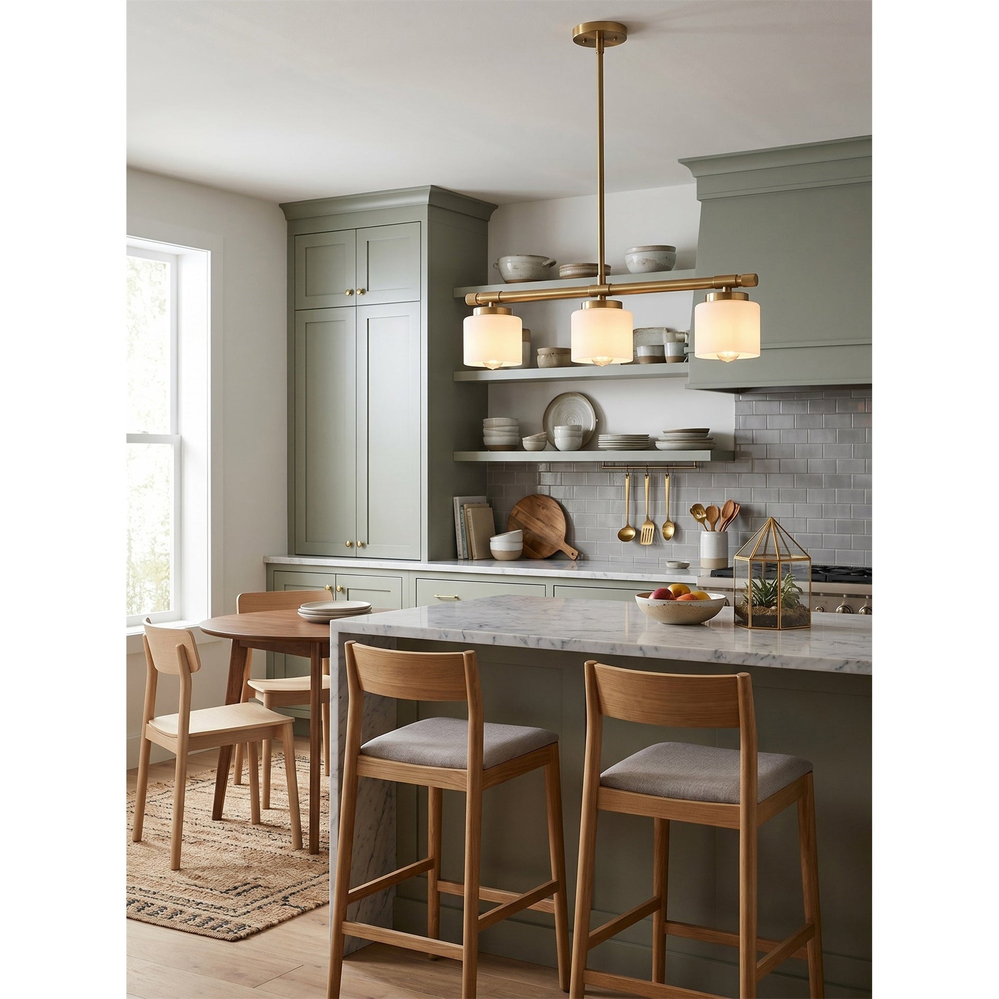 Devon Linear Pendant Lamp shown in the nickel finish option.
