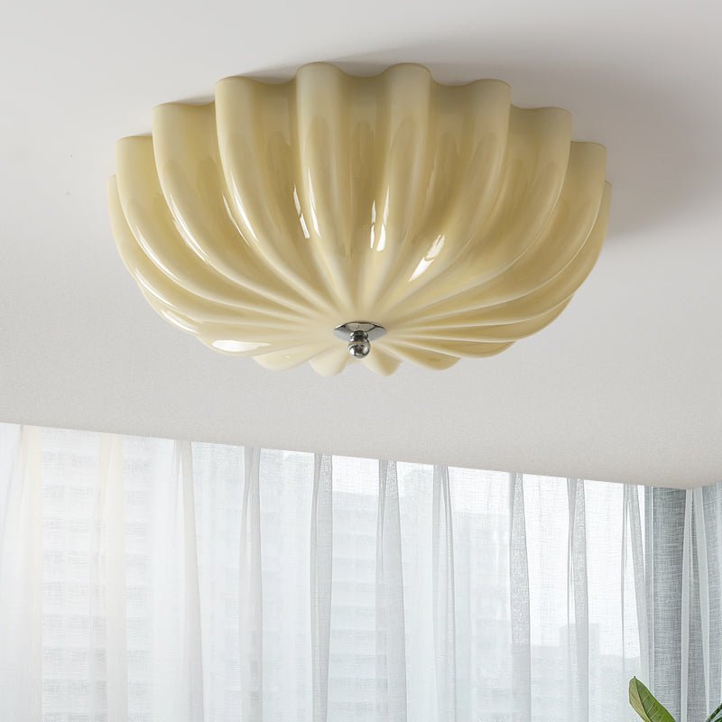 Zerinos Premium Nordic Art Shell Wood Glass Ceiling Light-Neutral Decor