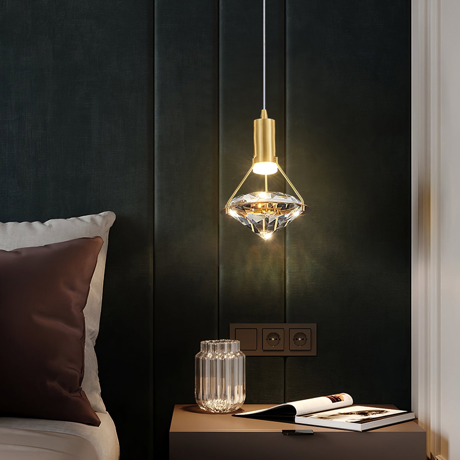 Elysianire Brass & Crystal Elegant Pendant Lamp-Neutral Decor