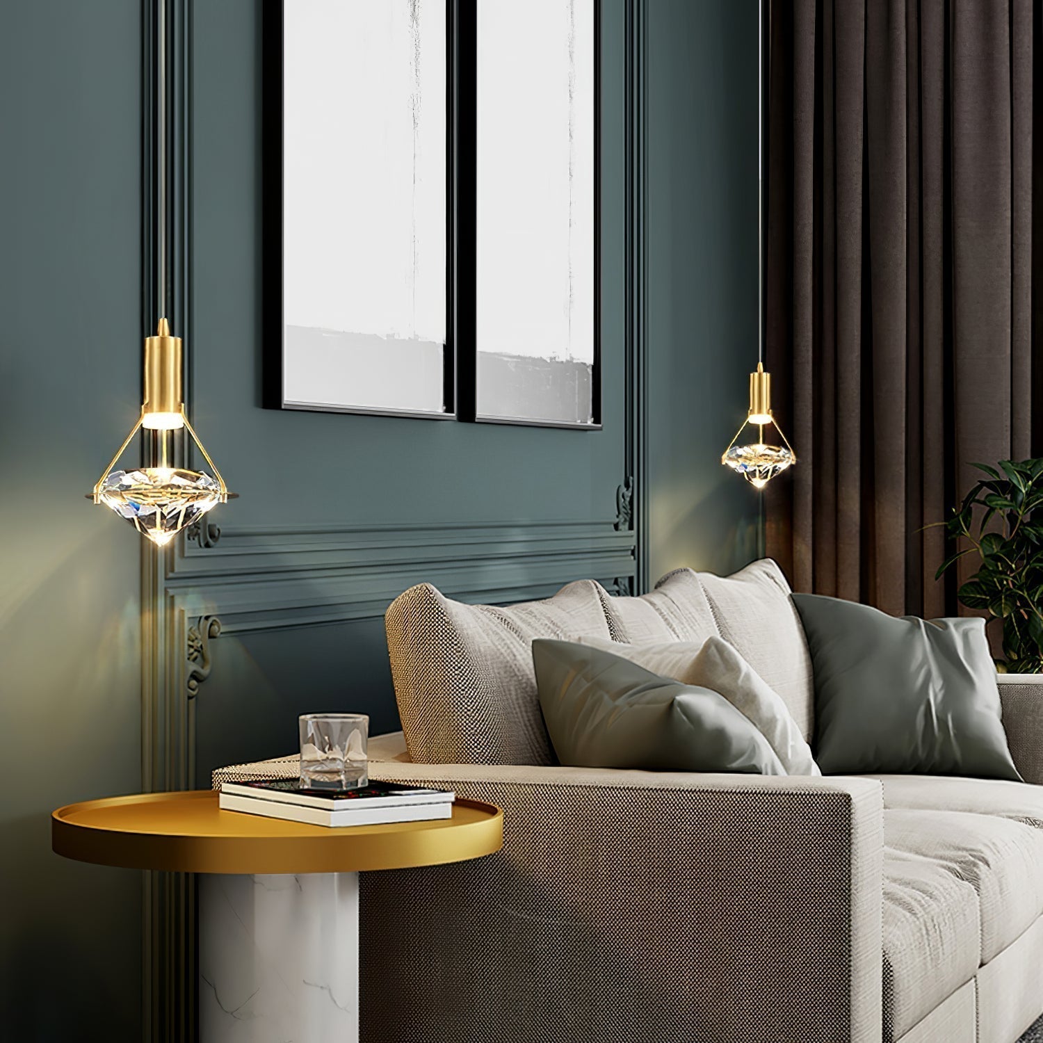 Cira Pendant Lamp Brass Crystal Elegant-Neutral Decor