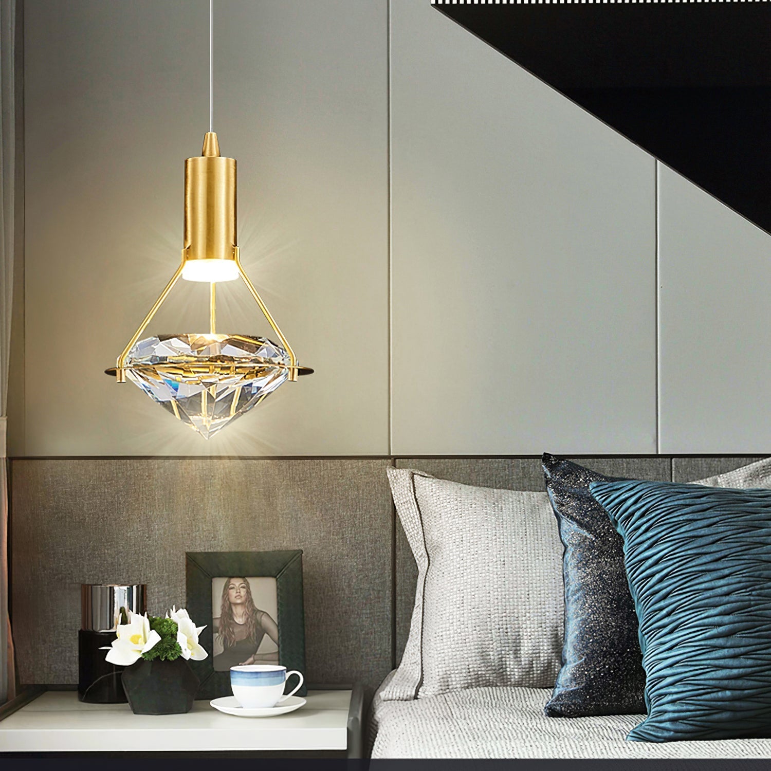 Elysianire Brass & Crystal Elegant Pendant Lamp-Neutral Decor