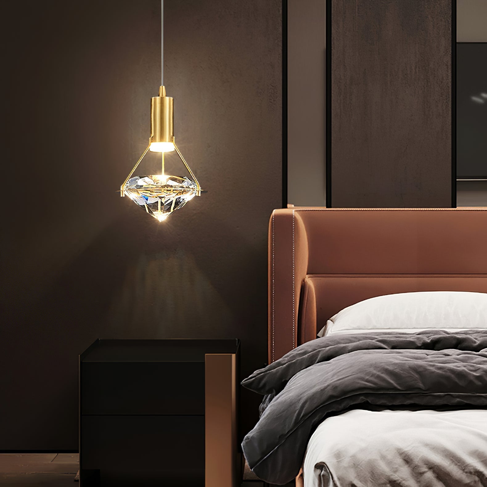 Elysianire Brass & Crystal Elegant Pendant Lamp-Neutral Decor