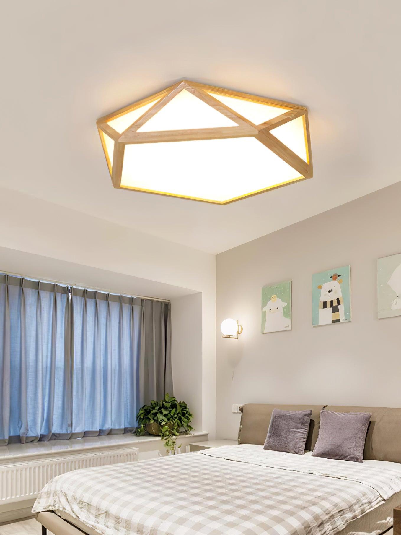 Aminex Ceiling Lamp Wooden Diamond Geometric Modern-Neutral Decor