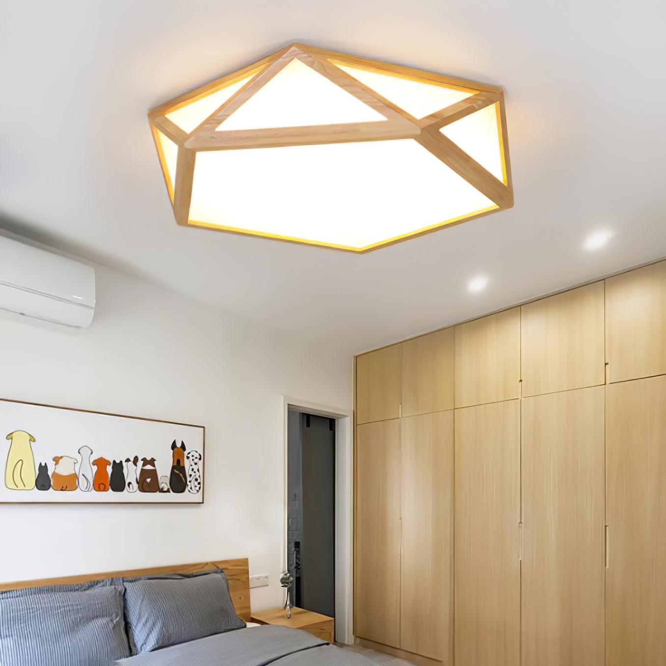 Aminex Ceiling Lamp Wooden Diamond Geometric Modern-Neutral Decor