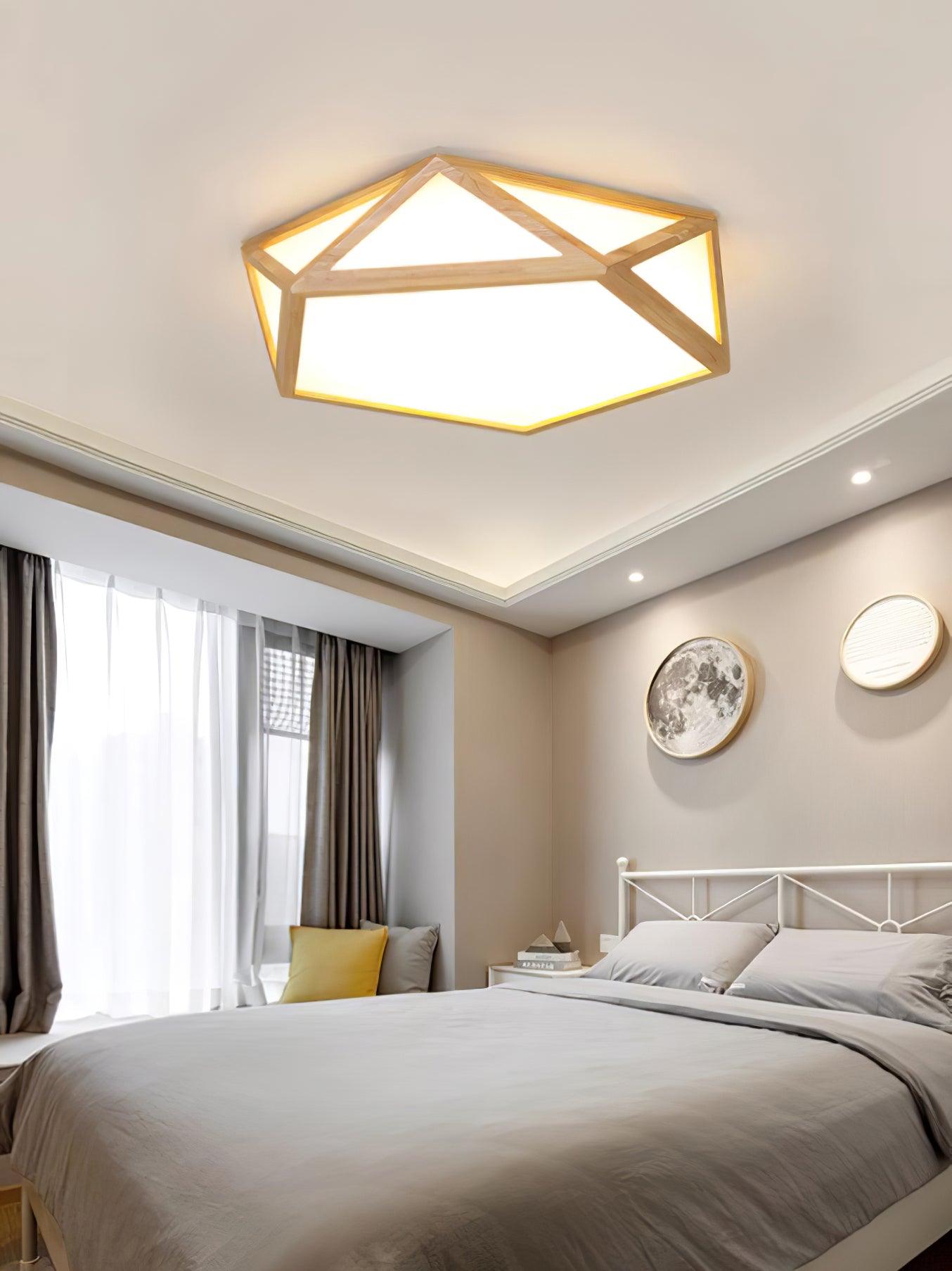 Aminex Ceiling Lamp Wooden Diamond Geometric Modern-Neutral Decor