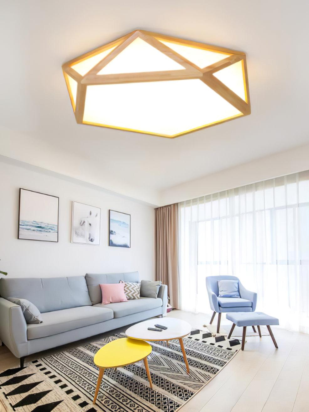 Aminex Ceiling Lamp Wooden Diamond Geometric Modern-Neutral Decor