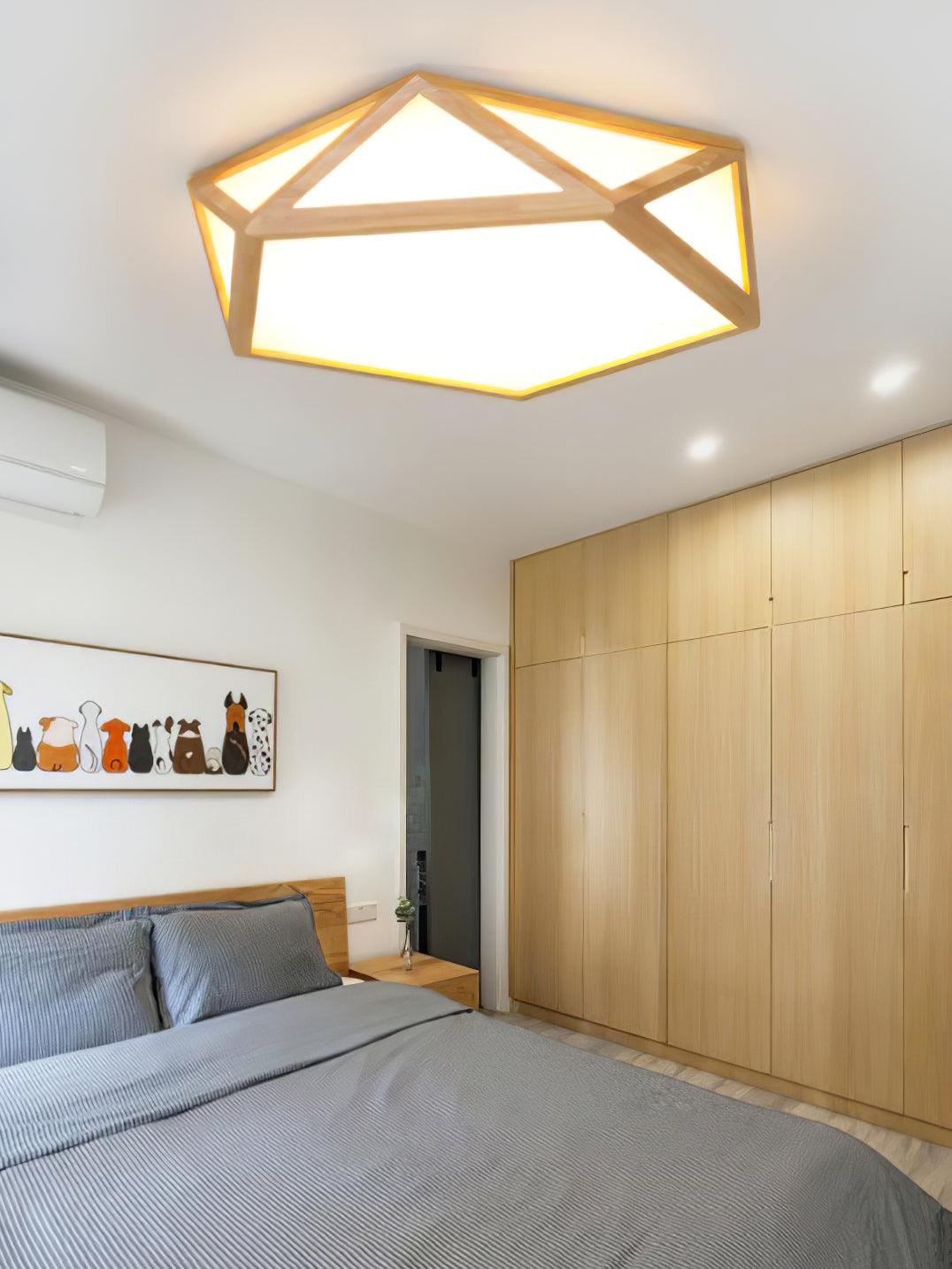 Aminex Ceiling Lamp Wooden Diamond Geometric Modern-Neutral Decor