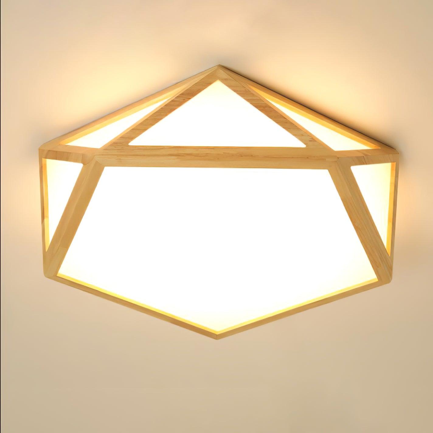 Aminex Ceiling Lamp Wooden Diamond Geometric Modern-Neutral Decor