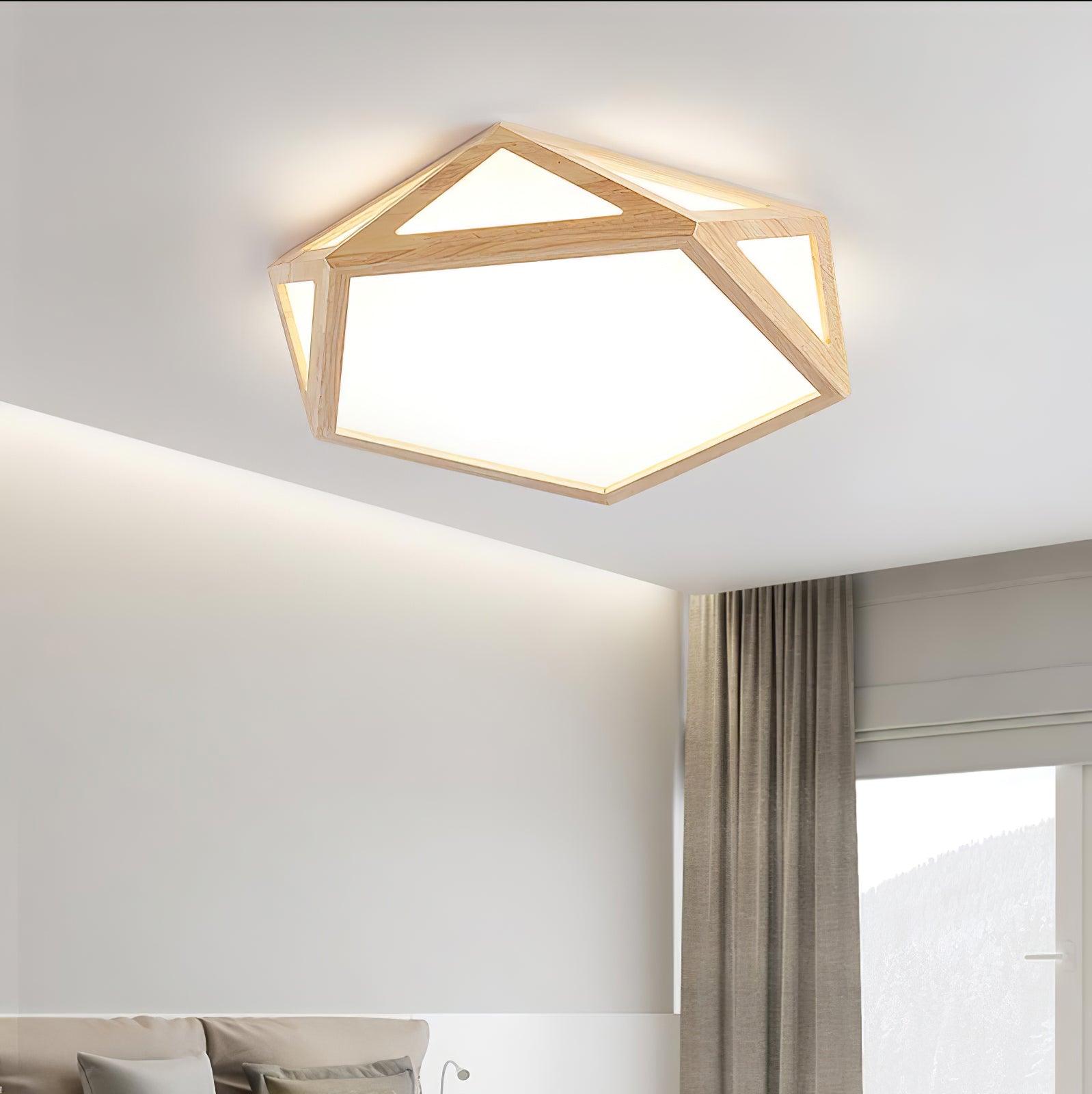 Aminex Ceiling Lamp Wooden Diamond Geometric Modern-Neutral Decor