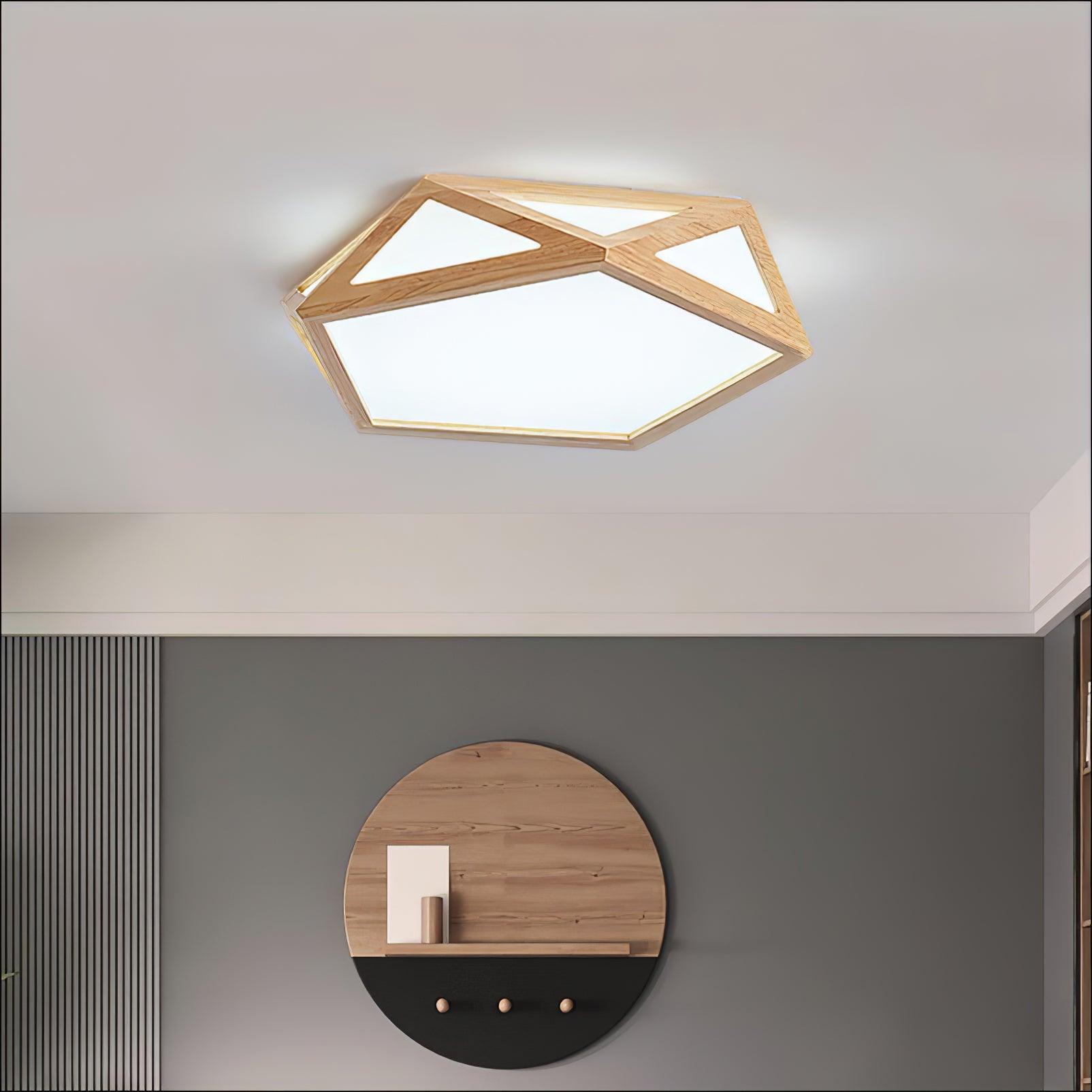Aminex Ceiling Lamp Wooden Diamond Geometric Modern-Neutral Decor