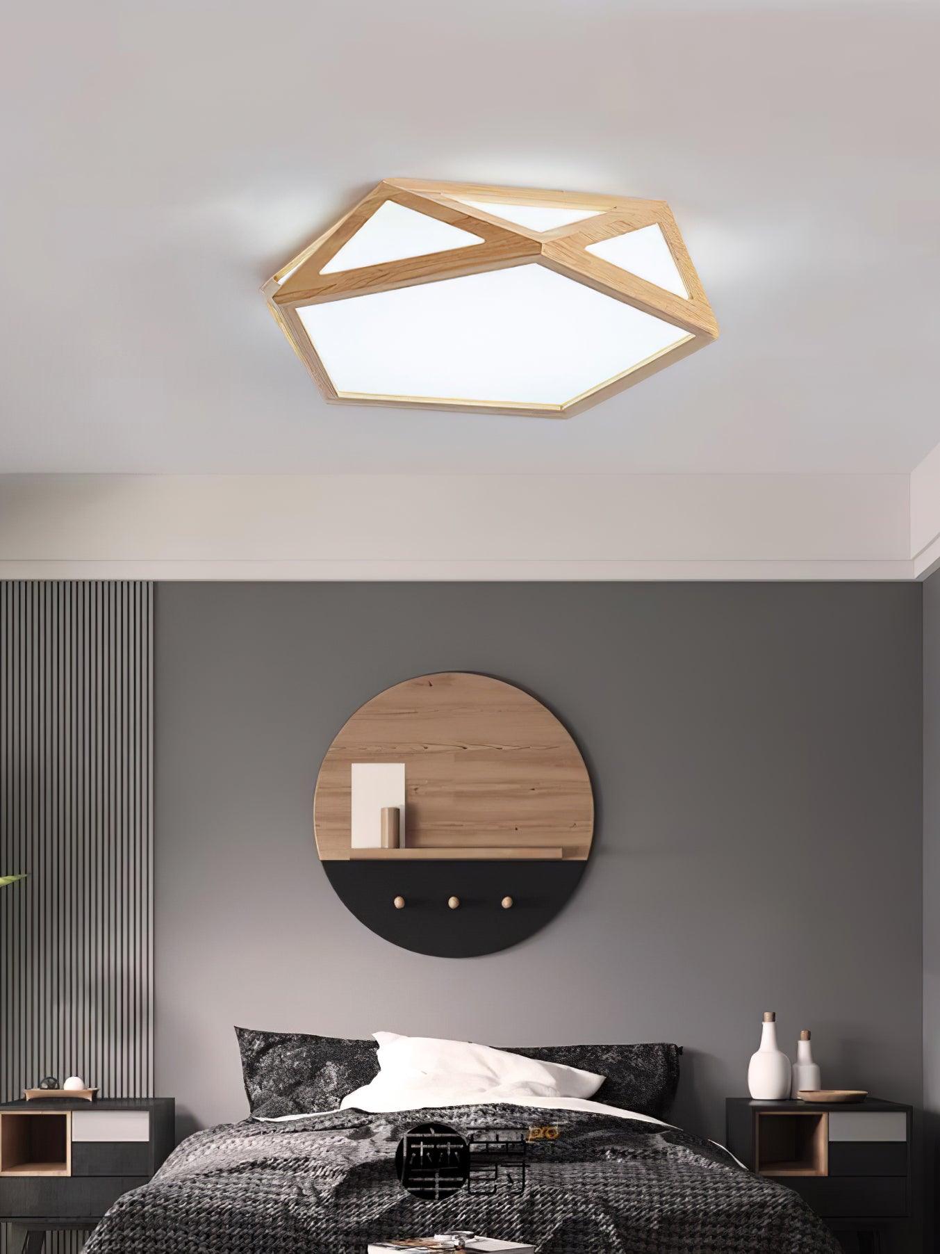 Aminex Ceiling Lamp Wooden Diamond Geometric Modern-Neutral Decor