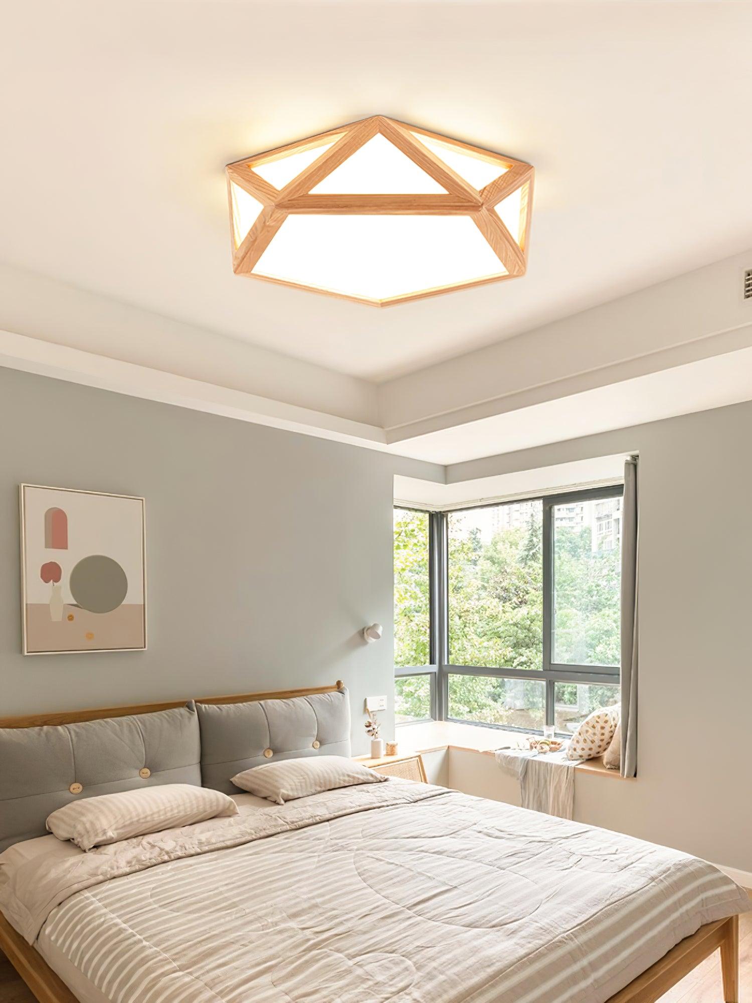 Aminex Ceiling Lamp Wooden Diamond Geometric Modern-Neutral Decor