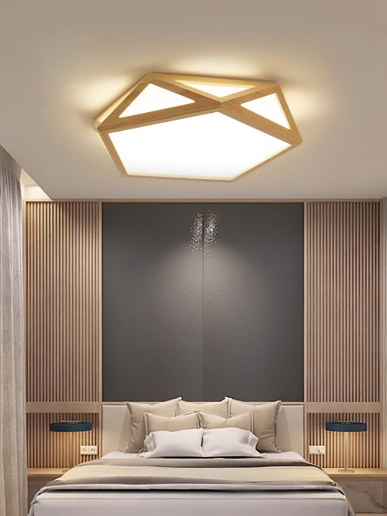 Aminex Ceiling Lamp Wooden Diamond Geometric Modern-Neutral Decor