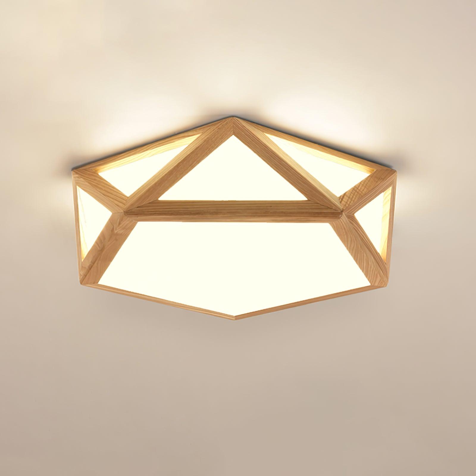 Aminex Ceiling Lamp Wooden Diamond Geometric Modern-Neutral Decor
