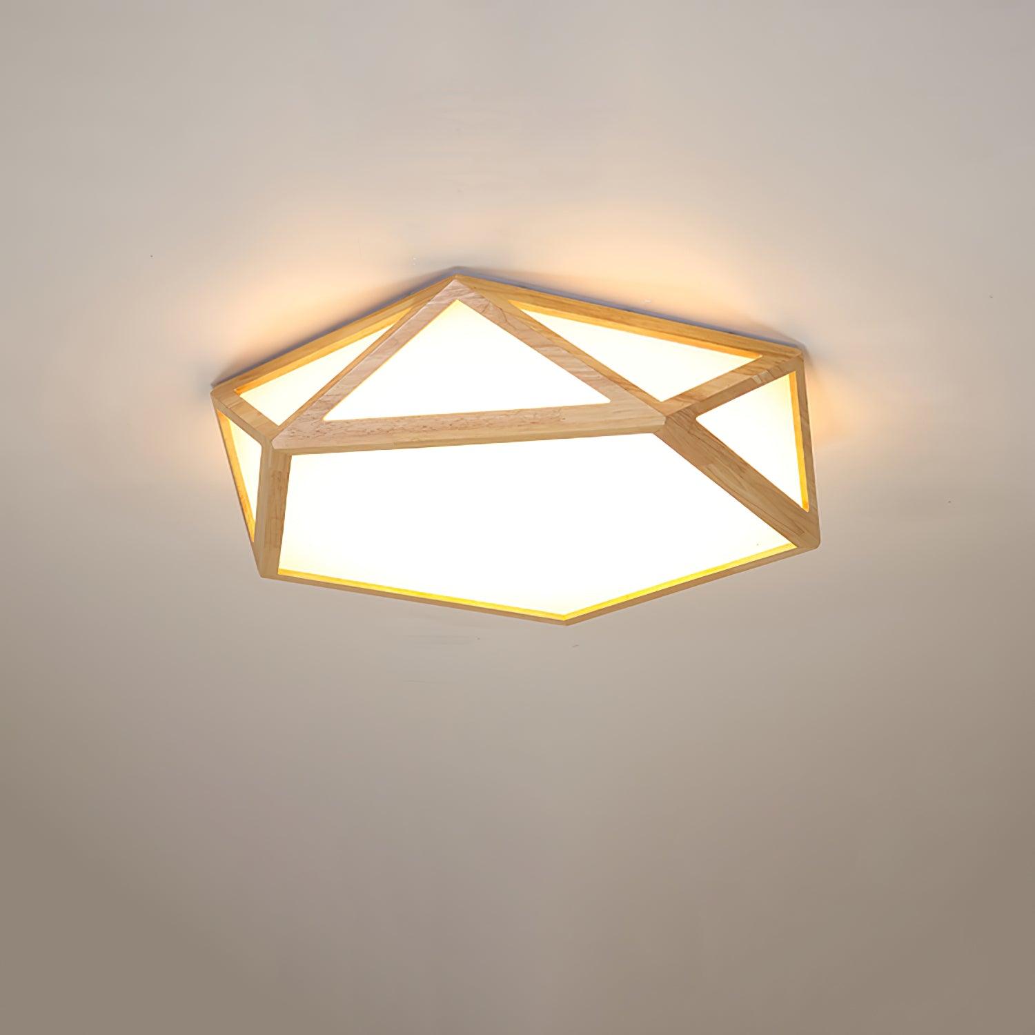 Aminex Ceiling Lamp Wooden Diamond Geometric Modern-Neutral Decor