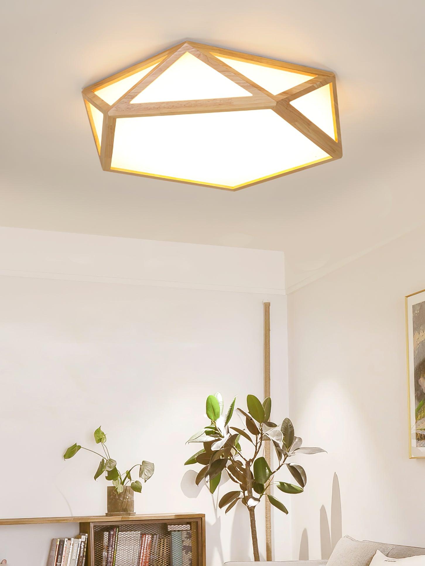 Aminex Ceiling Lamp Wooden Diamond Geometric Modern-Neutral Decor