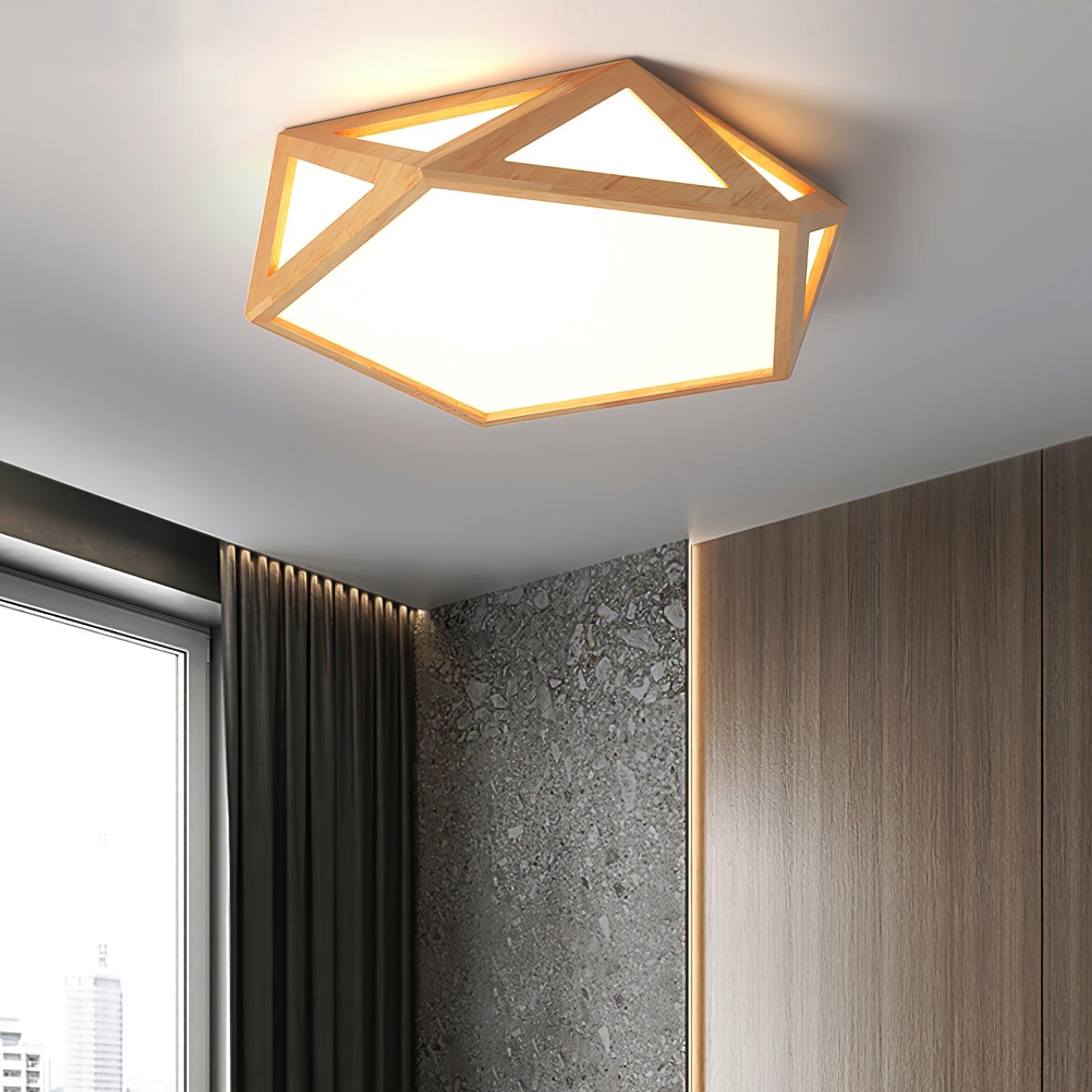 Aminex Ceiling Lamp Wooden Diamond Geometric Modern-Neutral Decor