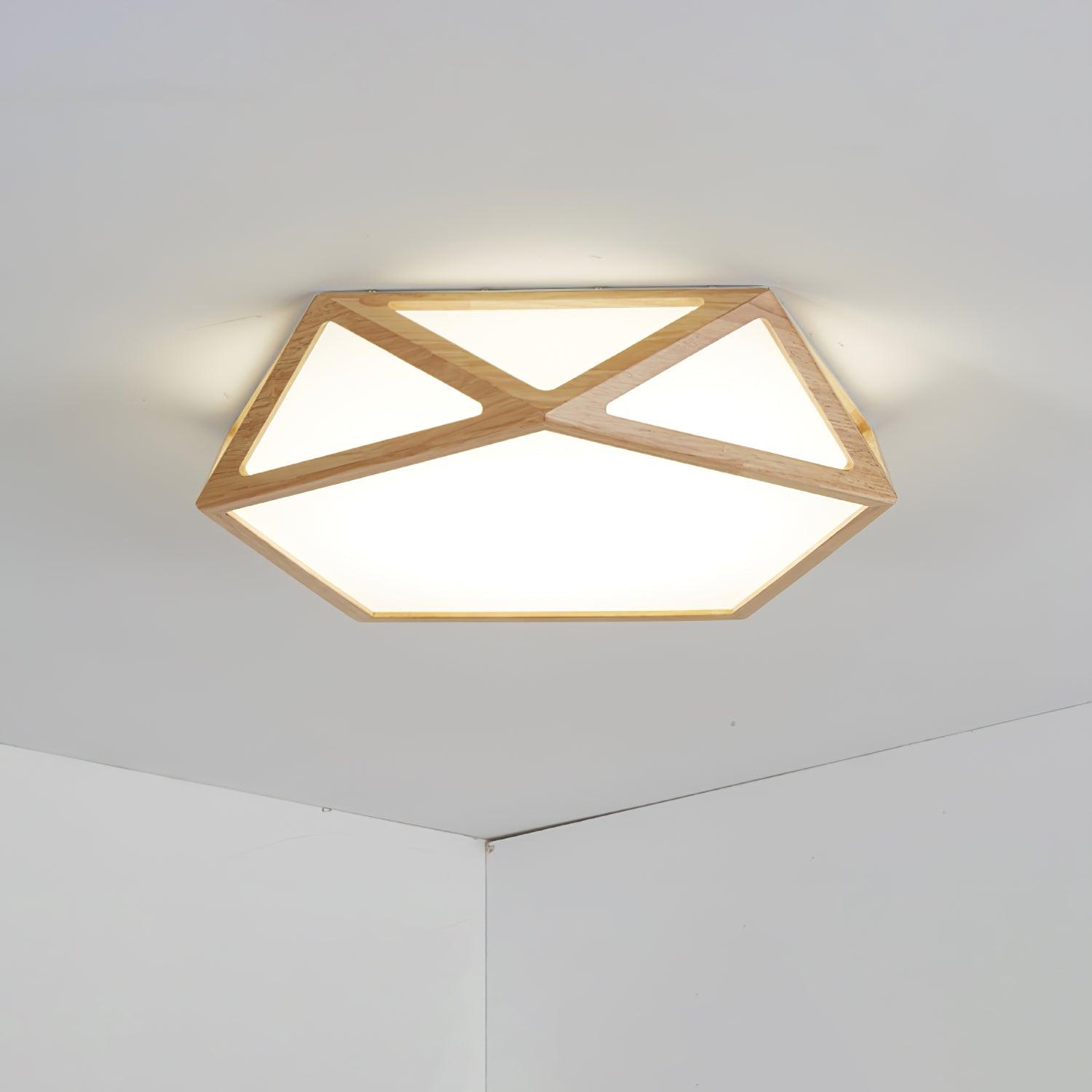 Aminex Ceiling Lamp Wooden Diamond Geometric Modern-Neutral Decor