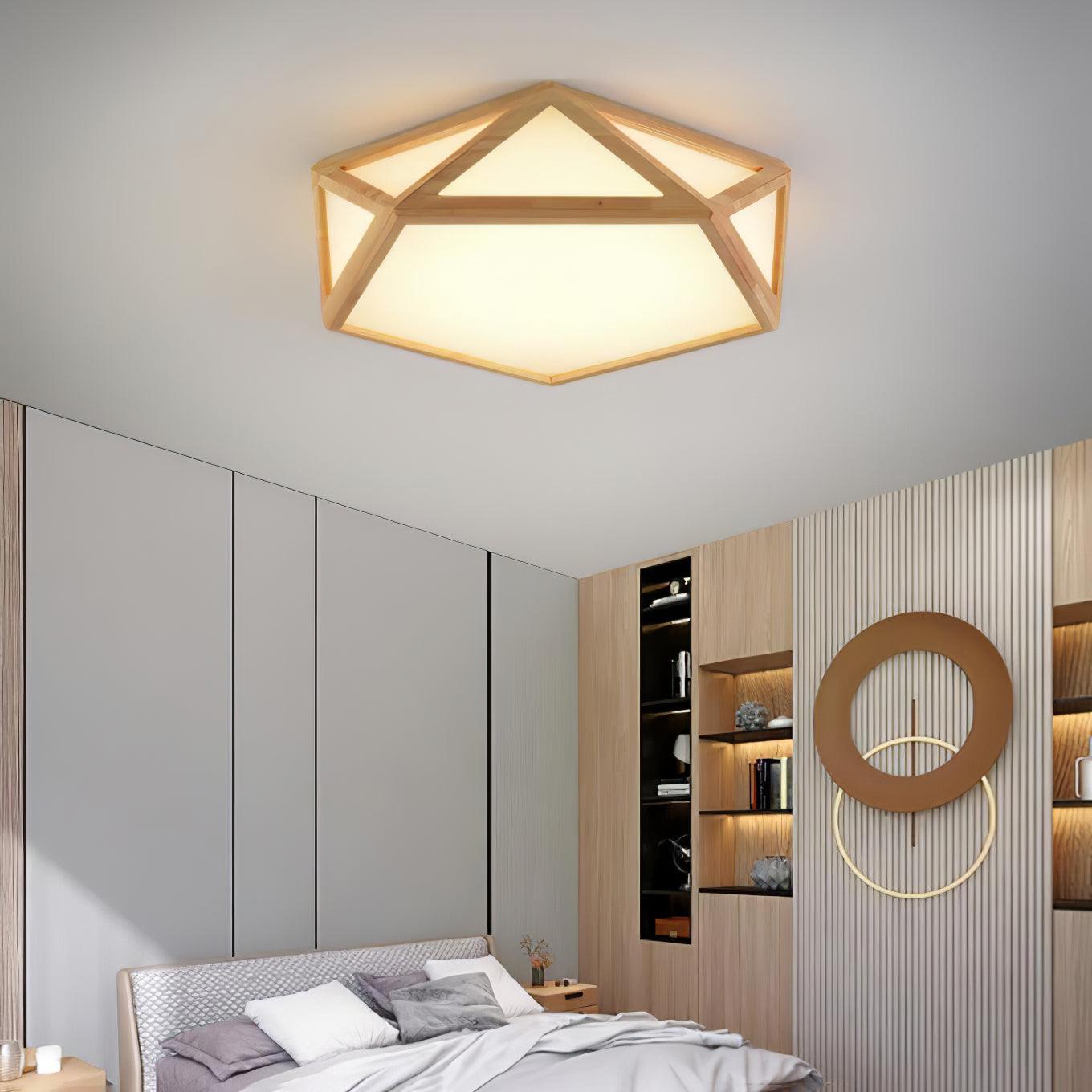 Aminex Ceiling Lamp Wooden Diamond Geometric Modern-Neutral Decor