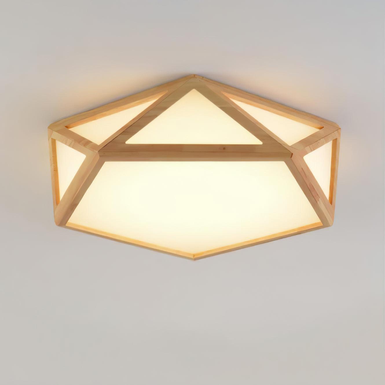 Aminex Ceiling Lamp Wooden Diamond Geometric Modern-Neutral Decor