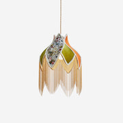 Pendant Lamp with Floral Petal Fabric Shade Fringe Bohemian