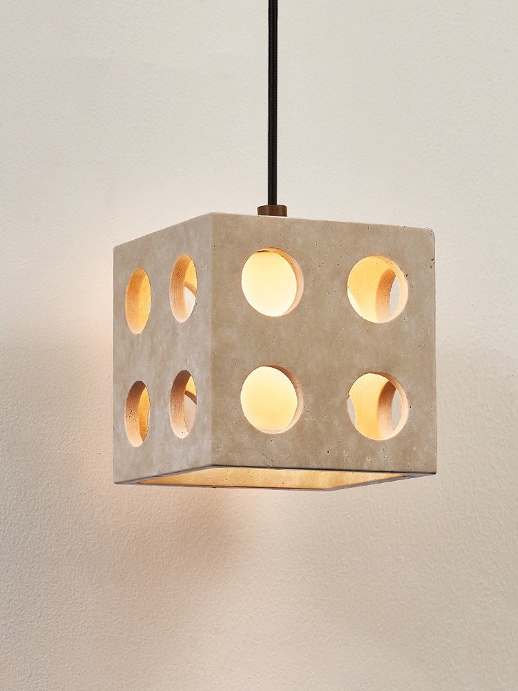 Dice Travertine Pendant Light-Neutral Decor
