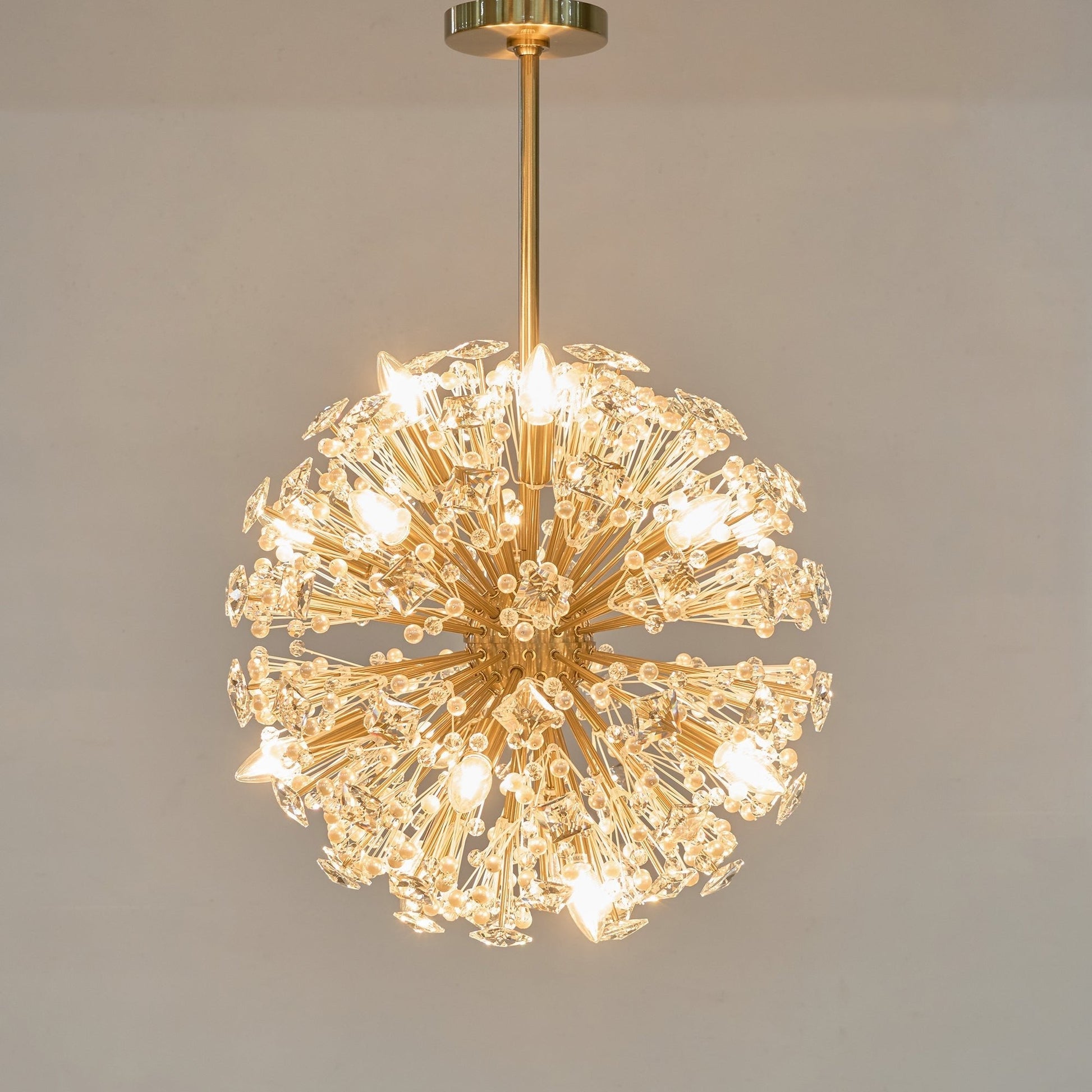 Zene Chandelier Dickinson Gold Crystal Starburst-Neutral Decor